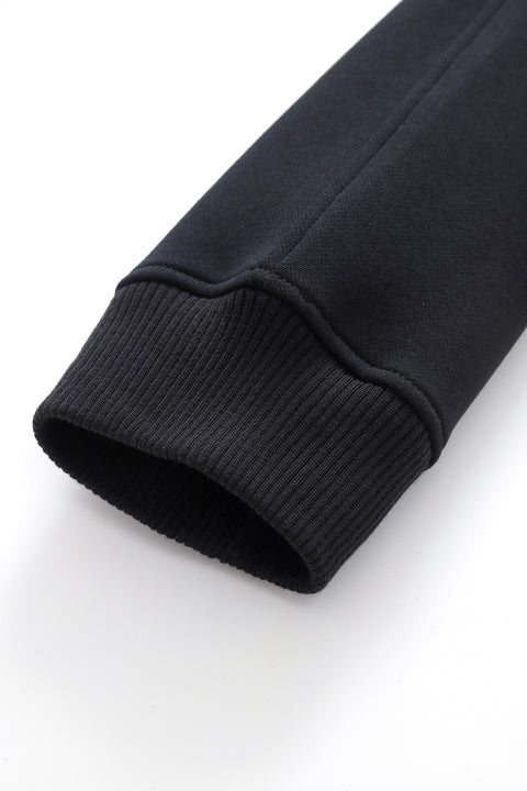 Black Slogan Zip Hoodie