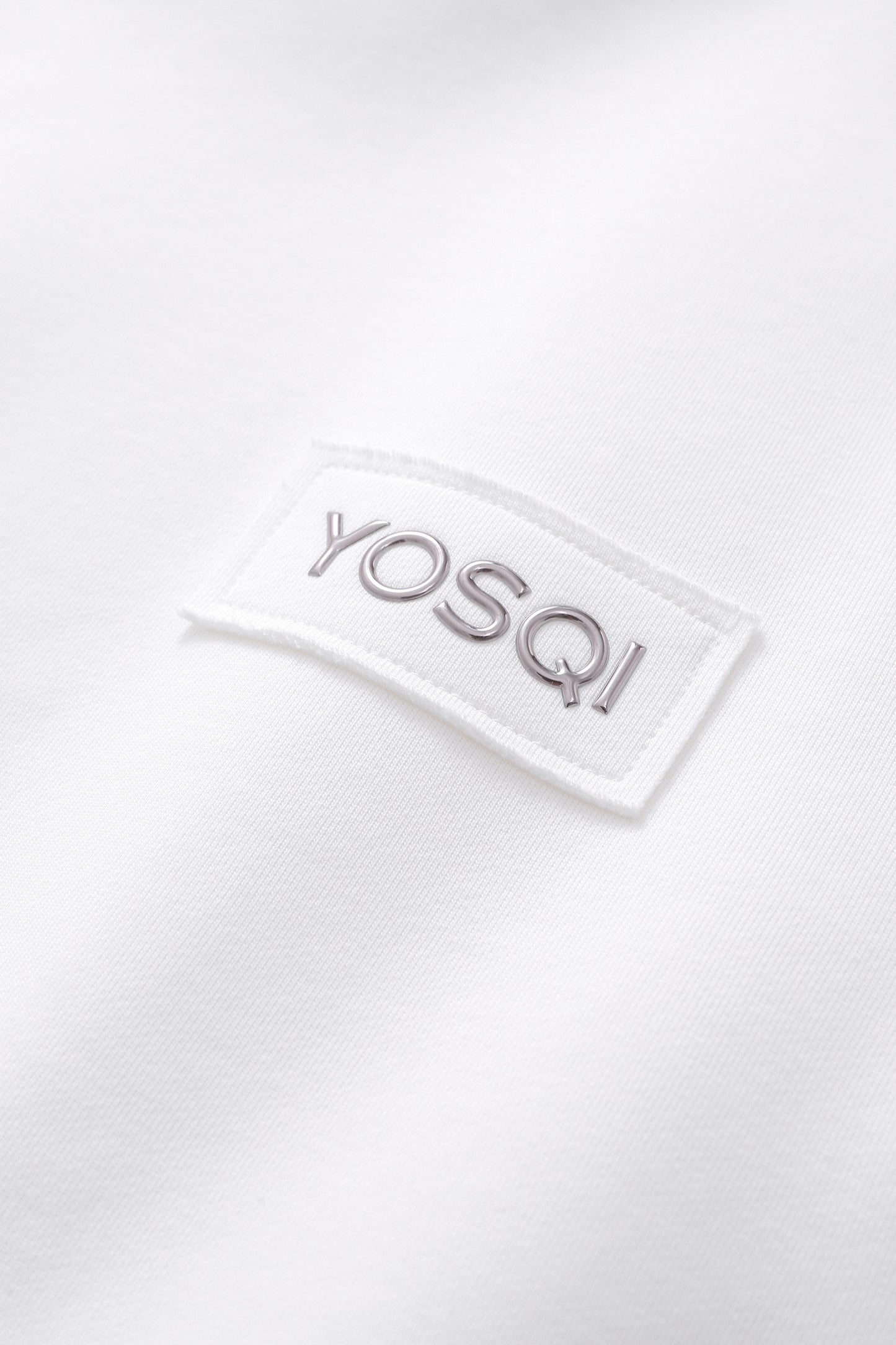 YOSQI Embossed Logo Patch Oversized Hoodie-White