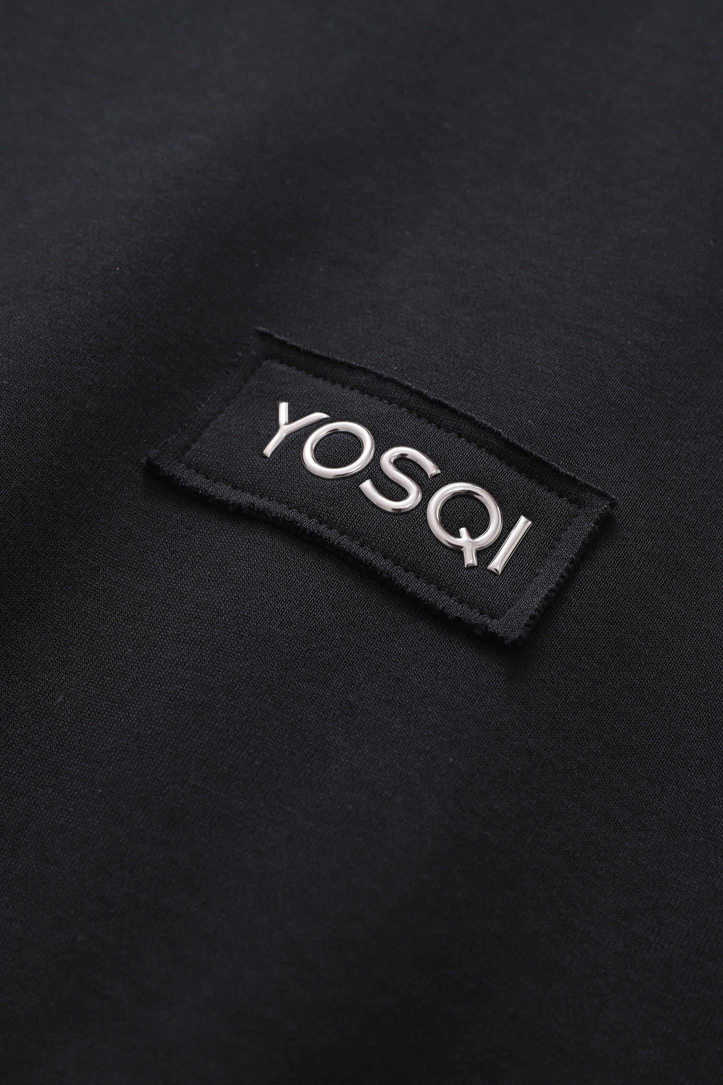 YOSQI  Embossed Logo Patch Oversized Hoodie- Black