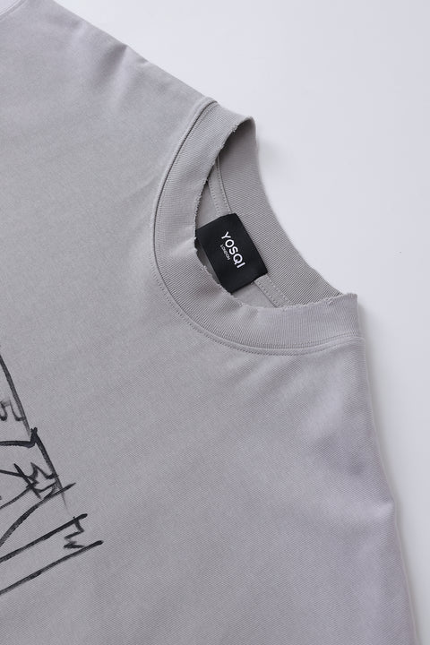 'Art Icon' Baggy Fit Grey T-Shirt