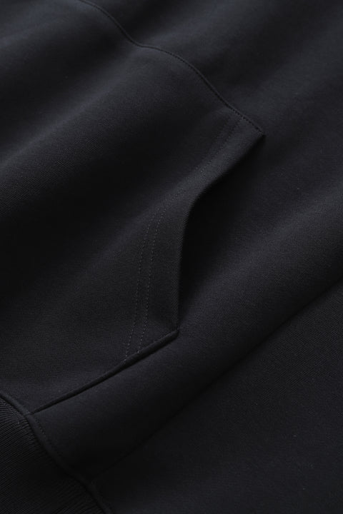 YOSQI Logo Patch Oversized Hoodie-Black