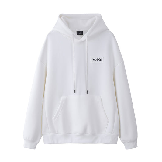 213-YOSQI "Vibe Different" Patch Oversized White Hoodie