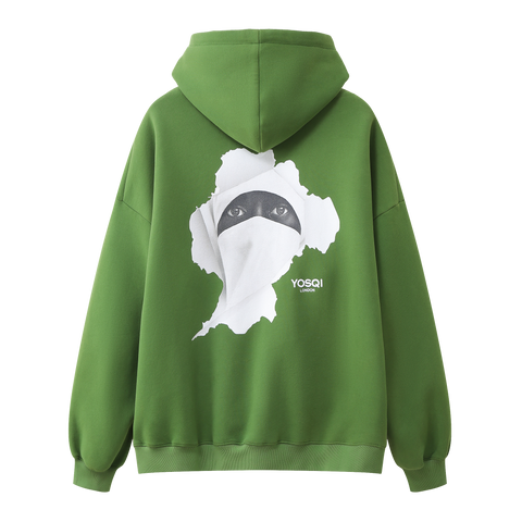 YOSQI Hidden Face Oversized Hoodie- Green