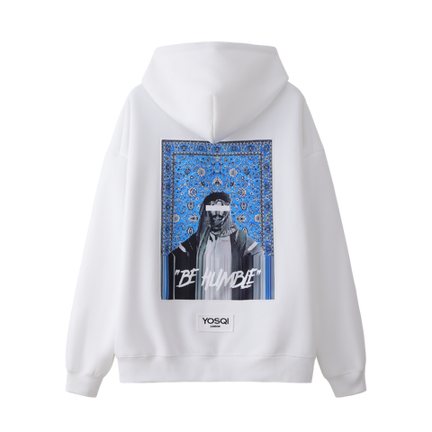 "Be Humble" Patch Oversized Hoodie-White