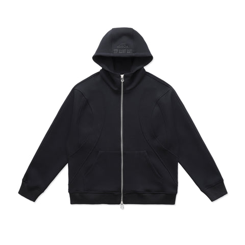 Black Slogan Zip Hoodie