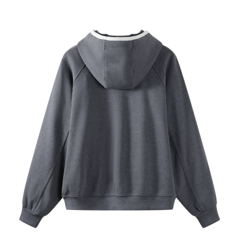 Cream Trim Zip Hoodie