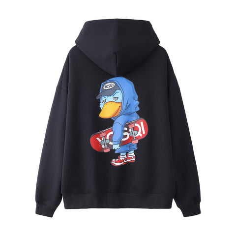 Yosqi Mascot Oversized Hoodie- Blue Skateboarder(Black)