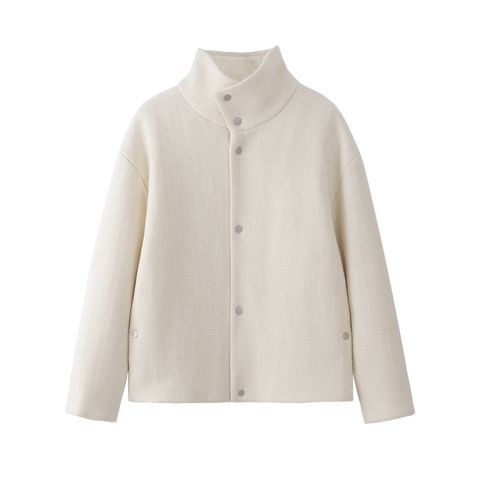 Textured High-Neck Button Jacket