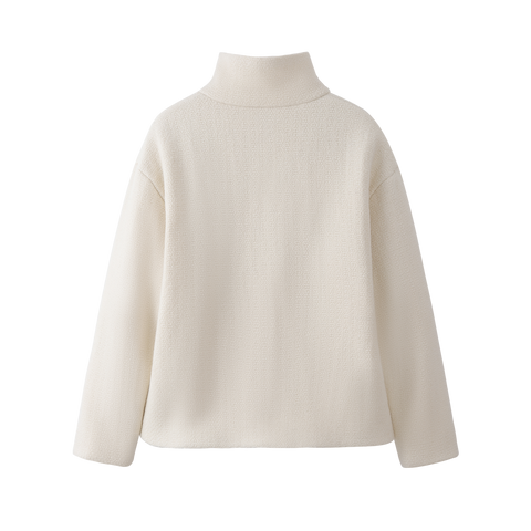 Textured High-Neck Button Jacket