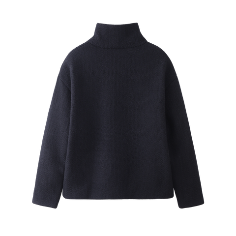 Textured High-Neck Button Jacket