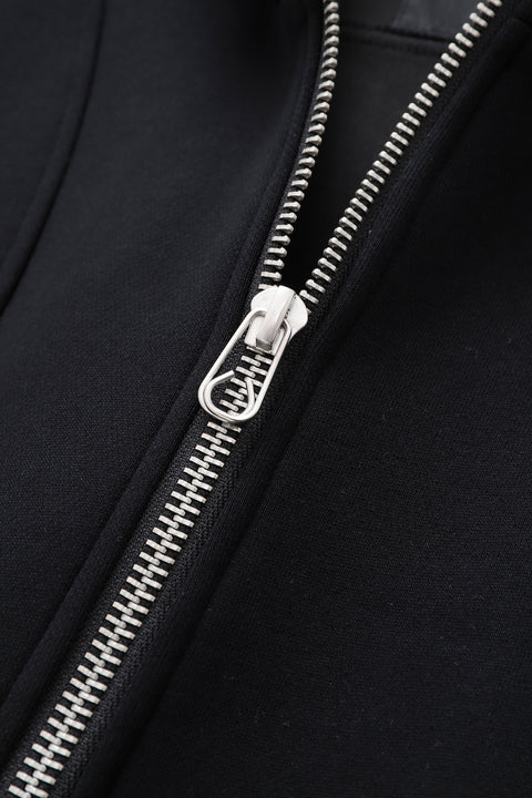 Black Slogan Zip Hoodie