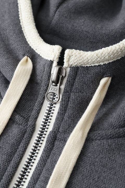 Cream Trim Zip Hoodie