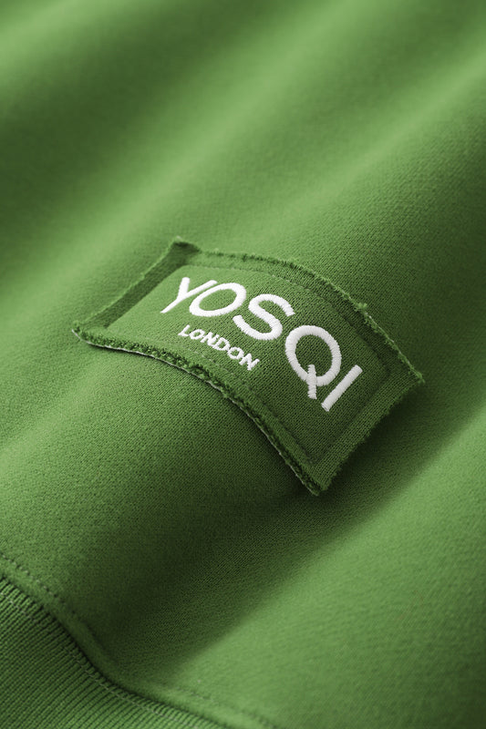 YOSQI Classic Logo Patch Oversized Green Hoodie
