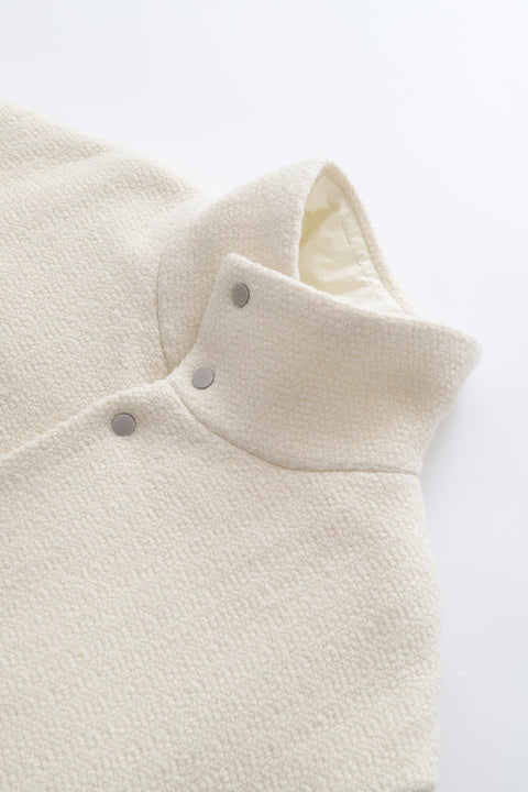 Textured High-Neck Button Jacket