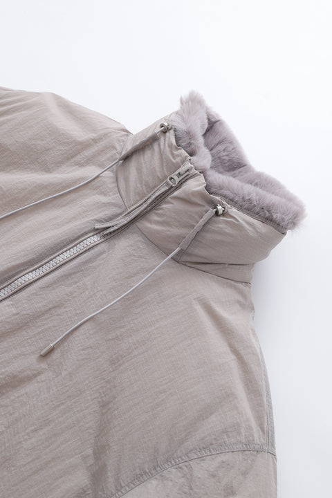 Shield Puffer Jacket with Faux Fur Collar