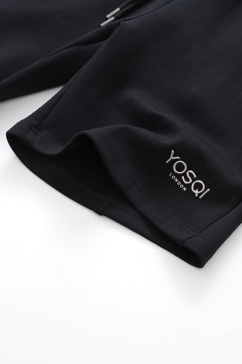 Embrossed YOSQI Metal logo Shorts (Black)