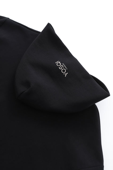 YOSQI Embossed Metal Logo Hoodie(Black)