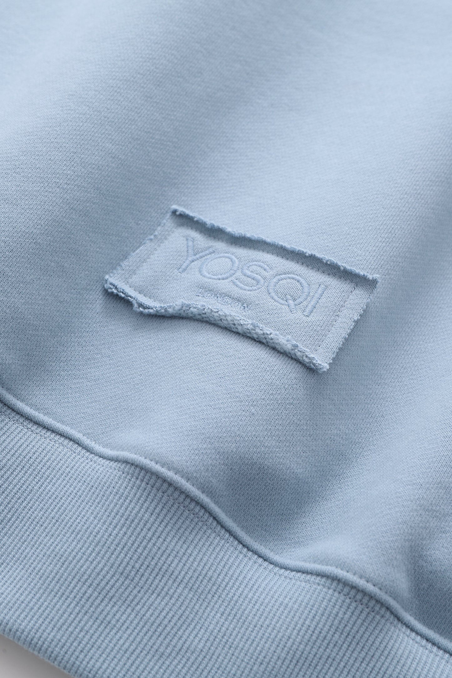 YOSQI Logo Patch Oversized Hoodie-Washed Blue