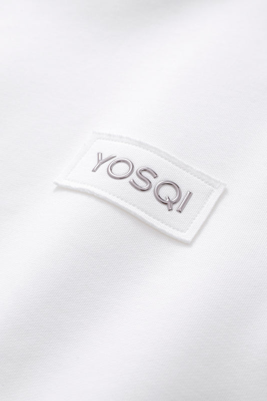 YOSQI Embossed Logo Patch Oversized Hoodie-White