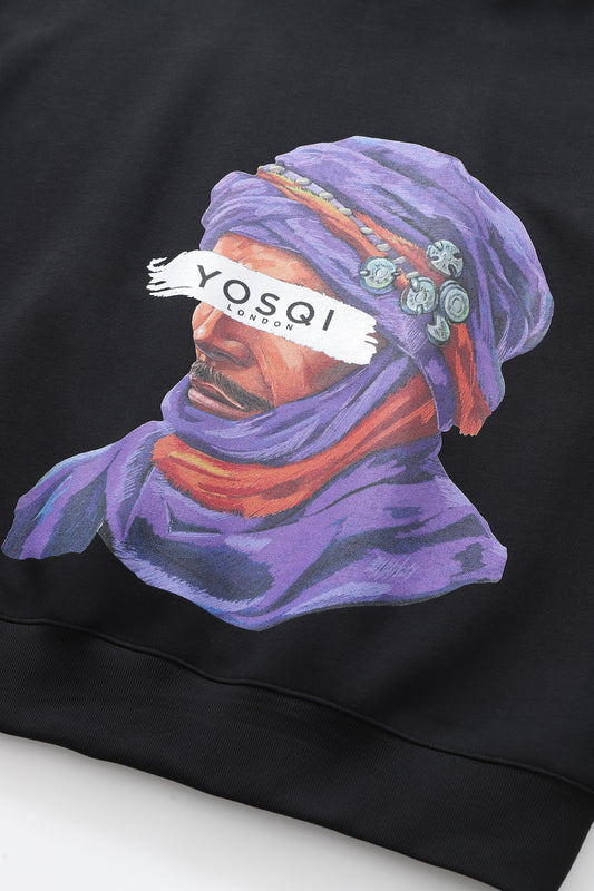 YOSQI Purple Arab Hoodie- Black