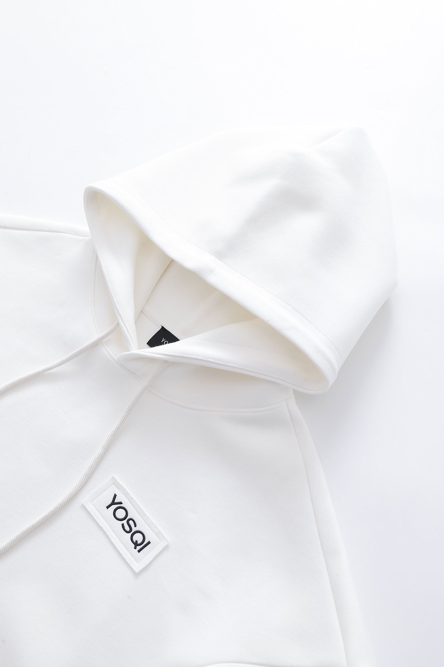 YOSQI Logo Patch Oversized Hoodie-White