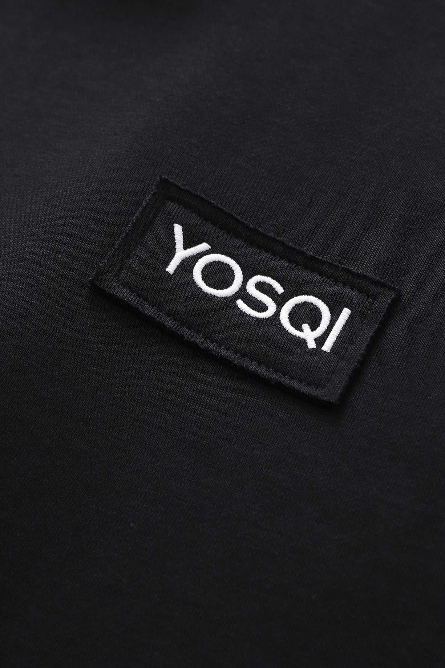 YOSQI Logo Patch Oversized Hoodie-Black
