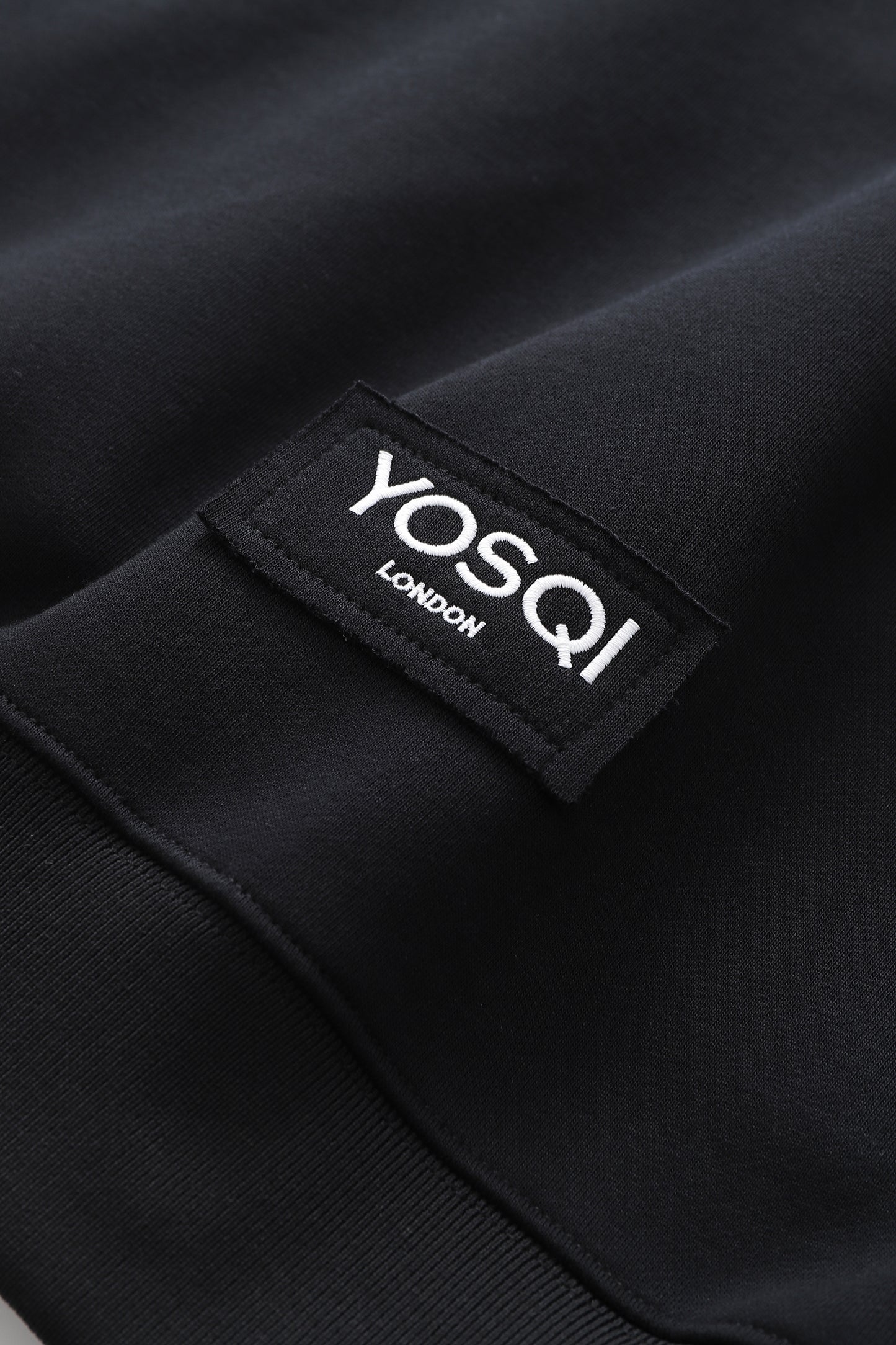YOSQI Logo Patch Oversized Hoodie-Black