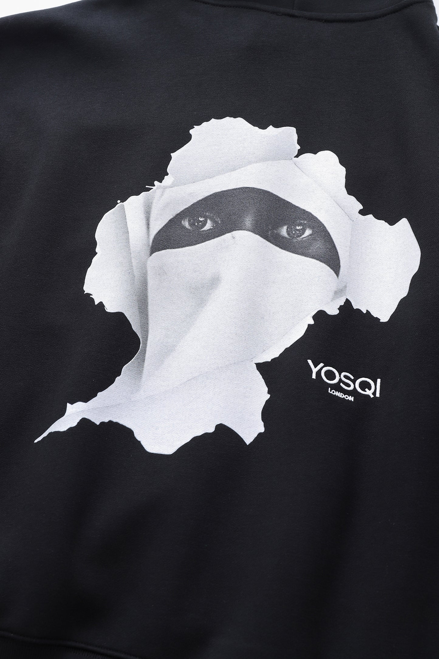 YOSQI Hidden Face Oversized Hoodie- Black