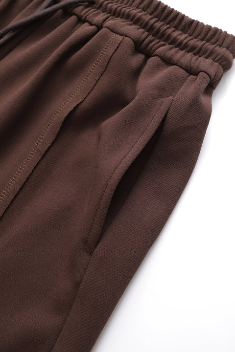 Brown Contrast Stitch Joggers