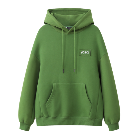 YOSQI Logo Patch Oversized Hoodie-Green