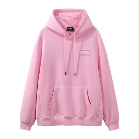 YOSQI Logo Patch Oversized Hoodie-Pink