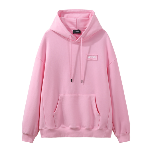 YOSQI Logo Patch Oversized Hoodie-Pink