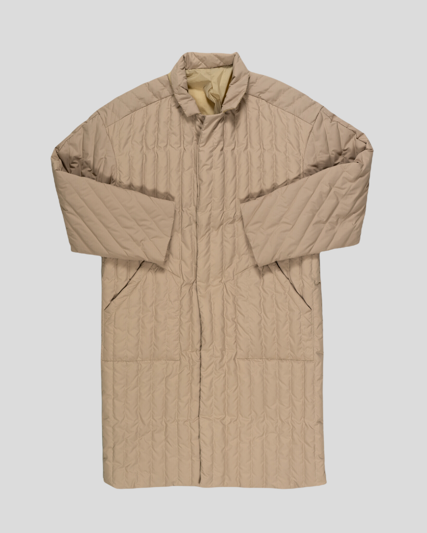 Sand Quilted Long Length Overshirt : Oversized