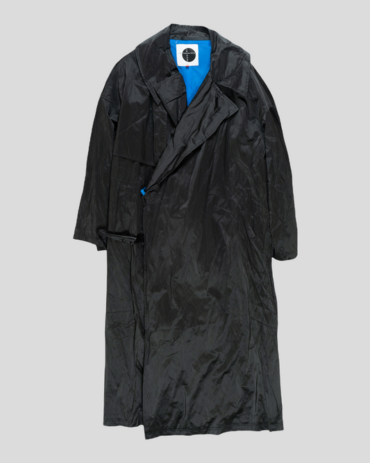 Black Multi Wear Polyester Trench Coat : Oversized