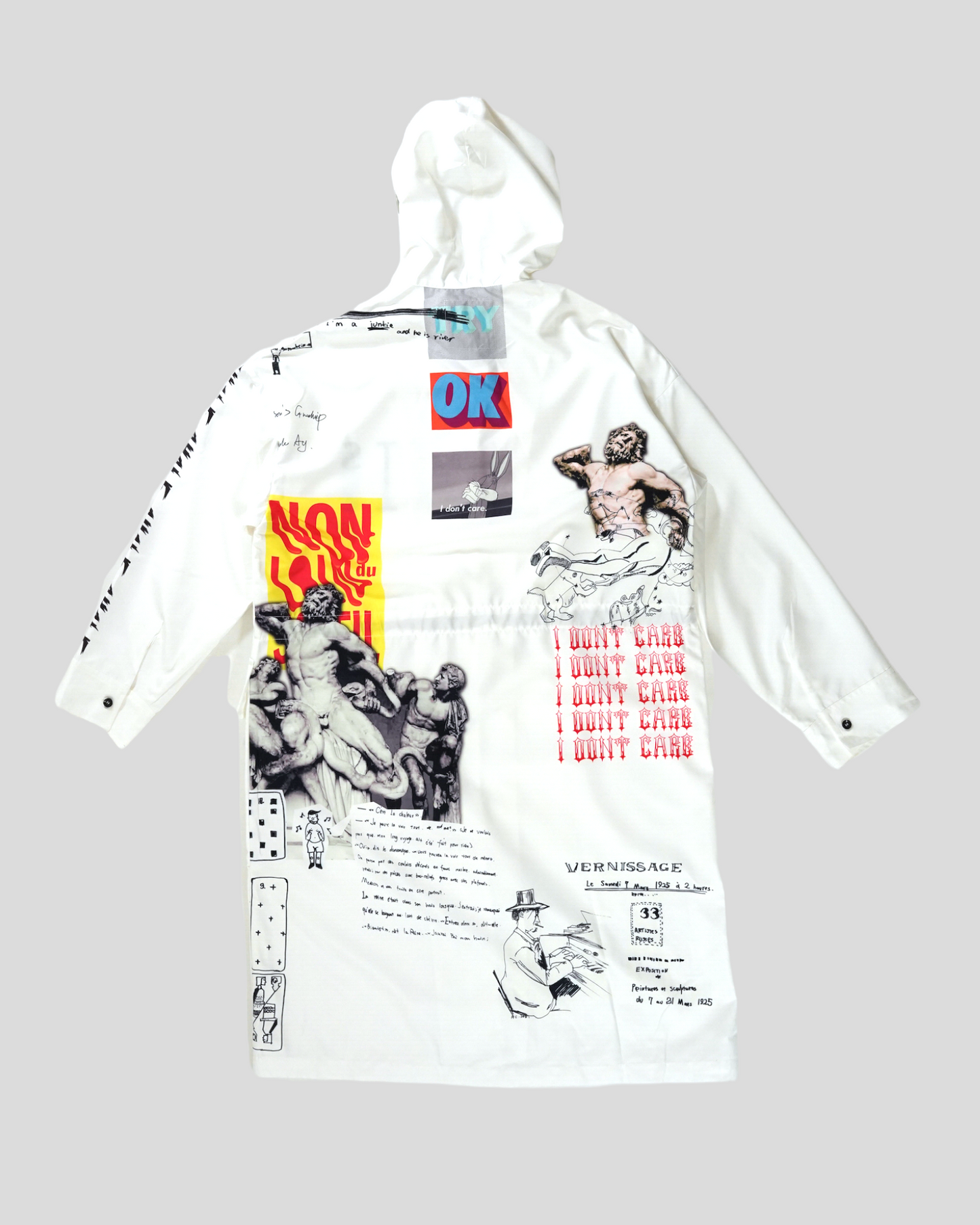 'Art & Music' White Trench Jacket