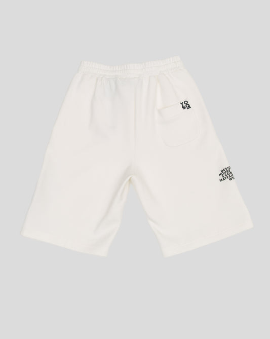 Embroidered YOSQI Shorts (White)