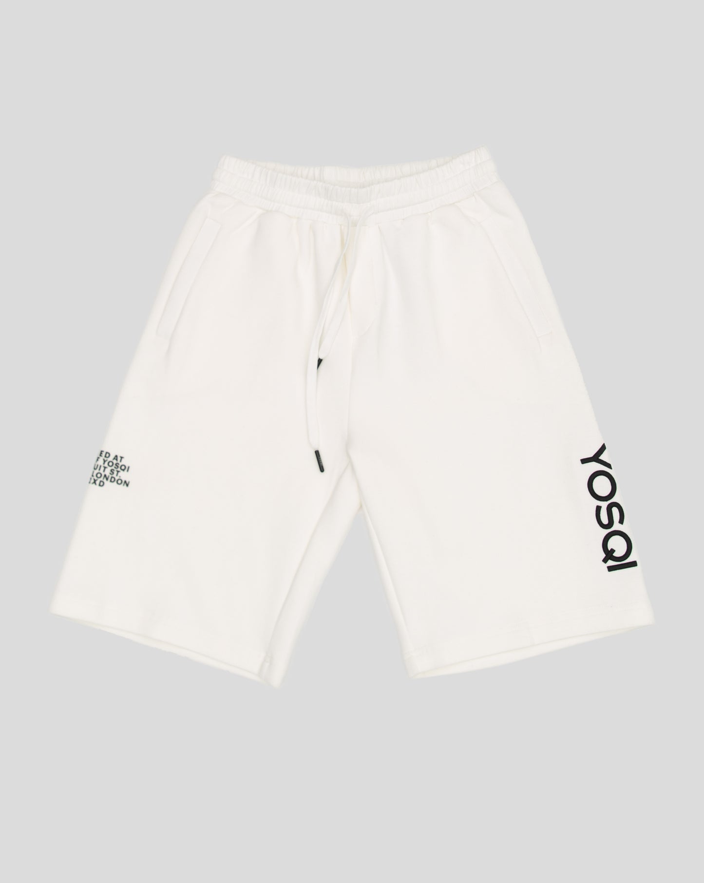 Embroidered YOSQI Shorts (White)